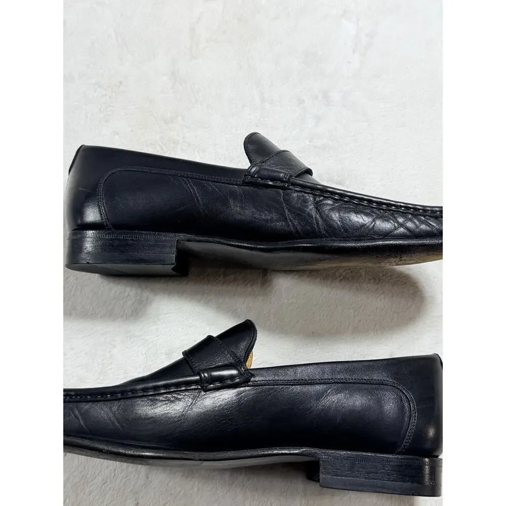 Bally Leather Slotas Loafers US Sz 9 EU 8 Made in Italy Monk Strap Black Luxury